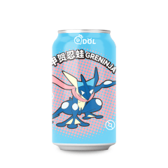 Refrigerante Pokemon Greninja Água Gaseificada Sabor Maçã e Gengibre Ocean Bomb - 330mL