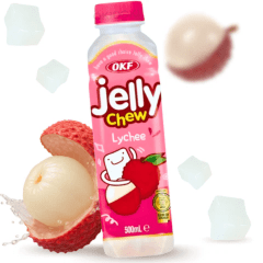 Suco Coreano Jelly Chew Sabor Lichia com Nata de Coco OKF - 500ml