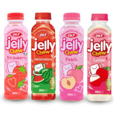 Suco Coreano Jelly Chew Sabor Lichia com Nata de Coco OKF - 500ml