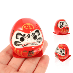 Boneco Daruma Cerâmica Vermelho - 4cm