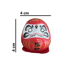 Boneco Daruma Cerâmica Vermelho Olhos Brancos - 4cm