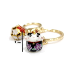 Chaveiro Oriental Gato da sorte - Preto