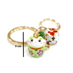 Chaveiro Oriental Gato da sorte - Verde