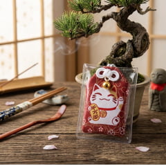 Omamori Amuleto Oriental Gato da sorte - Vinho
