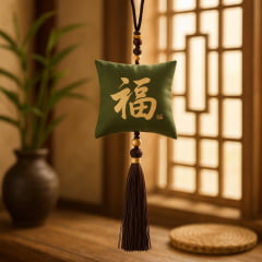 Pendulo Chaveiro Oriental Kanji Sorte - Verde