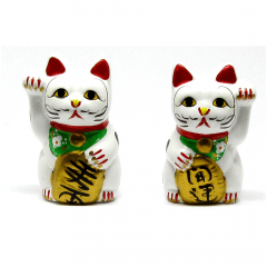 Dupla de Cofres Gato da Sorte de Maneki Neko C10 - 10cm