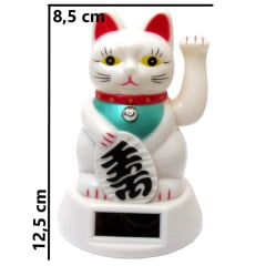 Gato da Sorte Branco Solar - Maneki Neko - 12,5 cm