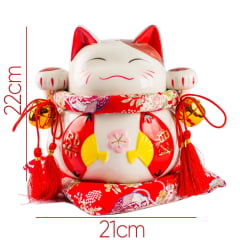 Gato da Sorte Grande Maneki Neko  Cerâmica - 22cm