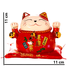 Gato da Sorte Maneki Neko Cerâmica - 11cm 