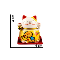 Gato da Sorte Oriental Maneki Neko Cerâmica  - AMARELO - Paz