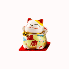 Gato da Sorte Oriental Maneki Neko Cerâmica  - VERDE - saúde