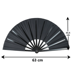 Leque Oriental Liso - Preto - 63 cm