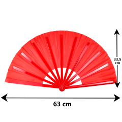 Leque Oriental Liso - Vermelho - 63 cm