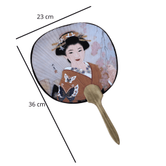 Leque Oriental Tradicional Papel Gueixa Ventarola 23cm x 36cm  - Cinza