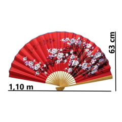 Leque Decorativo Oriental Sakura - Vermelho 1,10m