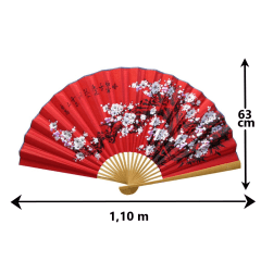 Leque Decorativo Oriental Sakura - Vermelho 1,10m