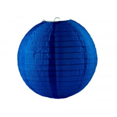 Luminária Oriental Azul Marinho Nylon - 30 cm 