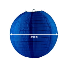 Luminária Oriental Azul Marinho Nylon - 30 cm 