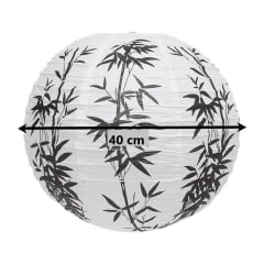 Luminária Oriental Branca Bambu - 40 cm