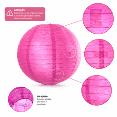 [PEQUENOS DEFEITOS] Luminária Oriental Rosa Pink Lisa - 20 cm