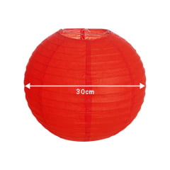 Luminária Oriental Vermelha Lisa - 30 cm