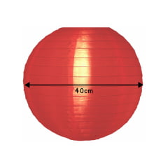 Luminária Oriental Vermelha Nylon - 40 cm