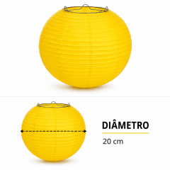 Luminária Oriental Amarela Lisa - 20 cm