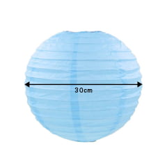 Luminária Oriental Azul Bebê Nylon - 30 cm