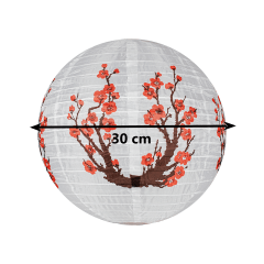 Luminária Oriental Branca Sakura Nylon - 30 cm