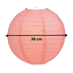 Luminária Oriental Rosa Salmão Lisa - 30 cm