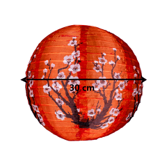 Luminária Oriental Vermelha Sakura Nylon - 30 cm