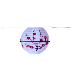 Luminárias Brancas Flor de Sakura de Nylon com Luz de LED 8cm - 10 Bolas