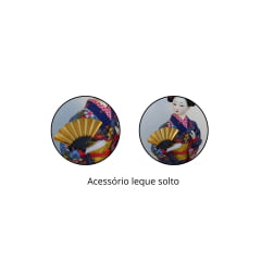 [ PEQUENOS DEFEITOS ] Boneca Japonesa Gueixa Artesanal com Kimono Azul  Flores e Leque Dourado