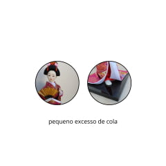 [ PEQUENOS DEFEITOS ] Boneca Japonesa Gueixa Artesanal com Kimono Pink e Leque Dourado