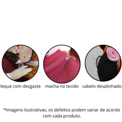 [ PEQUENOS DEFEITOS  Boneca Japonesa Gueixa Grande Artesanal com Kimono Vinho e Leque Retangular - 43cm