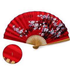 [PEQUENOS DEFEITOS] Leque Decorativo Oriental Sakura - Vermelho 1,10m