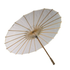 [ PEQUENOS DEFEITOS ] Sombrinha Oriental Branca Lisa Nylon - 83 cm x 54 cm (amazon)