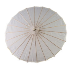 [ PEQUENOS DEFEITOS ] Sombrinha Oriental Branca Lisa Nylon - 83 cm x 54 cm (amazon)