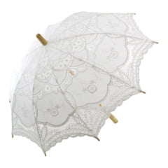 [ PEQUENOS DEFEITOS ] Sombrinha Oriental Branca Renda - 65cm