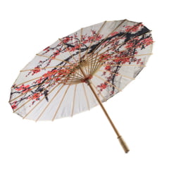 [ PEQUENOS DEFEITOS ] Sombrinha Oriental Branca Sakura Estampada - 83 cm x 54 cm