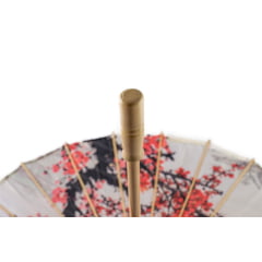 [ PEQUENOS DEFEITOS ] Sombrinha Oriental Branca Sakura Estampada - 83 cm x 54 cm