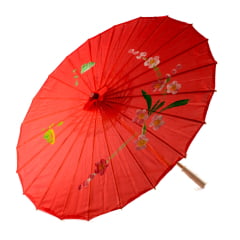 [PEQUENOS DEFEITOS ] Sombrinha Oriental Vermelha - 83 cm x 54 cm