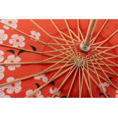 [ PEQUENOS DEFEITOS ] Sombrinha Oriental Vermelha Sakura Estampada - 83 cm x 54 cm
