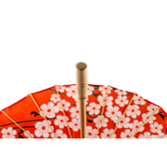 [ PEQUENOS DEFEITOS ] Sombrinha Oriental Vermelha Sakura Estampada - 83 cm x 54 cm