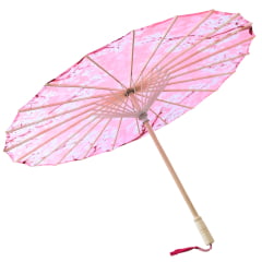 Sombrinha Oriental Rosa Flor de Sakura - 83 cm x 54 cm