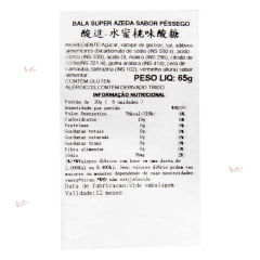 Bala Sabor Pêssego Super Azeda Hong Tai Kee - 65 gramas