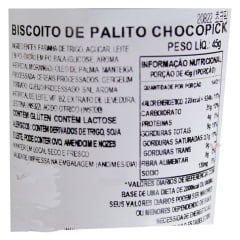 Biscoito Palito Choco Pick com Creme de  Chocolate e Granulado - 45 gramas 