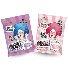 Kit de Bala Sabor Pêssego e Uva  Super Azeda Hong Tai Kee 65 gramas - 2 Pacotes