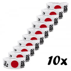 Faixa Japonesa Hachimaki para Sushiman Hissho Vitória  Branca - 10 Unidades