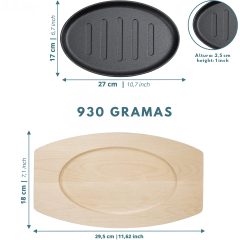 Chapa para Teppan Oval – 27x17cm